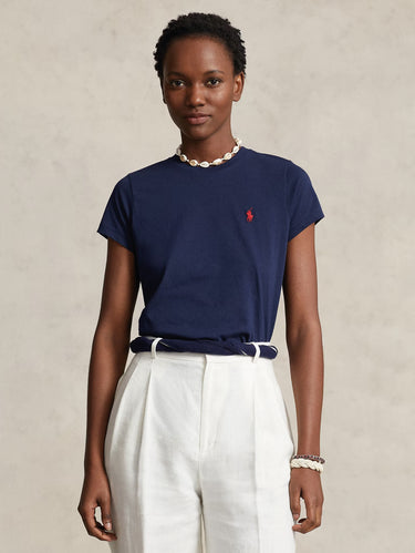 RALPH LAUREN-T-shirt Girocollo in Cotone Blu-TRYME Shop