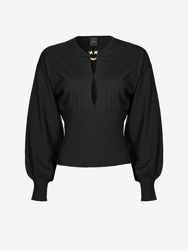 PINKO-Maglia Cut-Out con Fibbia Nero-TRYME Shop