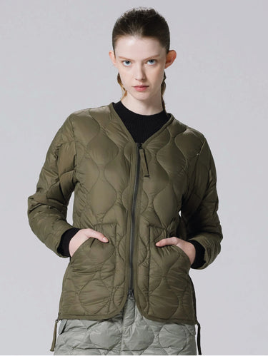 Piumino Leggero con Scollo a V Verde