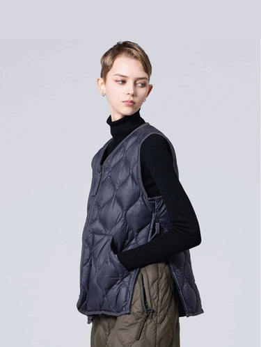 TAION-Gilet Leggero con Trapuntatura a Onde Navy-TRYME Shop