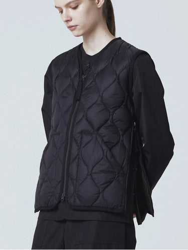 TAION-Gilet Leggero con Trapuntatura a Onde Nero-TRYME Shop