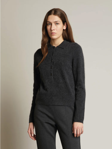 MAX MARA MM-Polo in Maglia Spazzolata Antracite Melange-TRYME Shop