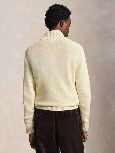 Maglia in Cotone con Mezza Zip Crema