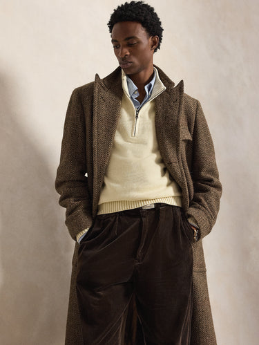 RALPH LAUREN-Maglia in Cotone con Mezza Zip Crema-TRYME Shop
