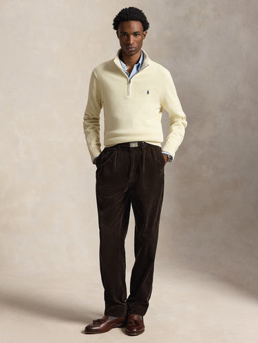 Maglia in Cotone con Mezza Zip Crema