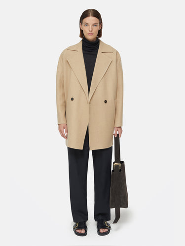 Cappotto Corto Doppio Petto Beige