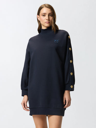 PINKO-Maxi Maglia in Felpa con Collo Alto Blu-TRYME Shop
