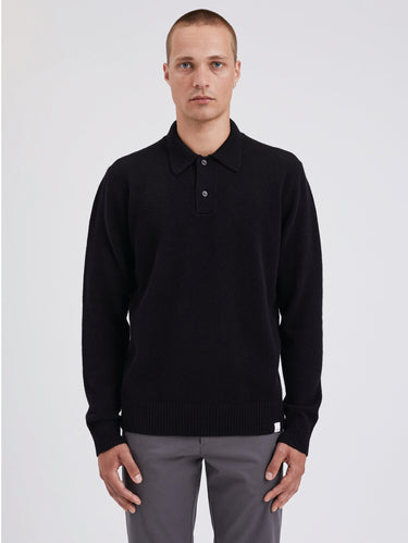 NORSE PROJECTS-Polo in Maglia di Lana Merinos Nero-TRYME Shop