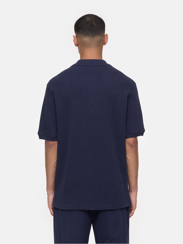 Polo van waffle stof blauw