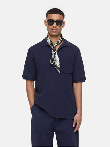 CLOSED-Polo in Tessuto Waffle Blu-TRYME Shop