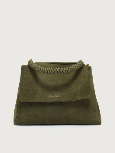 ORCIANI-Borsa Sveva in Suede a Mano Media Bosco-TRYME Shop