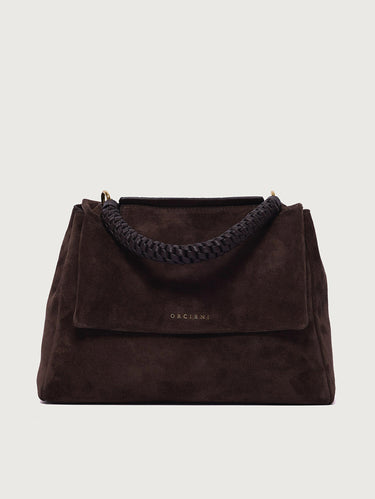 ORCIANI-Borsa Sveva in Suede a Mano Media Testa di Moro-TRYME Shop