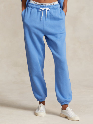 RALPH LAUREN-Pantaloni da Jogging con Elastico Celeste-TRYME Shop