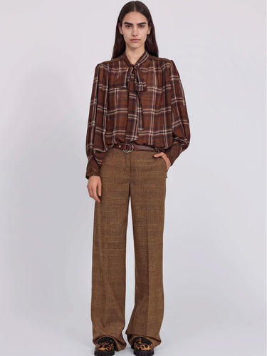 Pantaloni Sartoriali in Principe di Galles Cammello/Moro