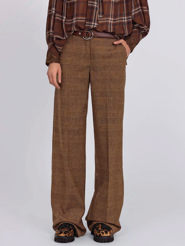 ERMANNO FIRENZE-Pantaloni Sartoriali in Principe di Galles Cammello/Moro-TRYME Shop