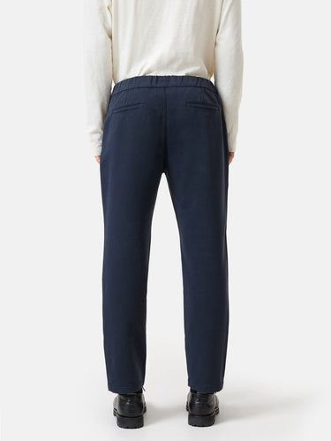 Hose mit Kordelzug aus blauem Baumwollsatin