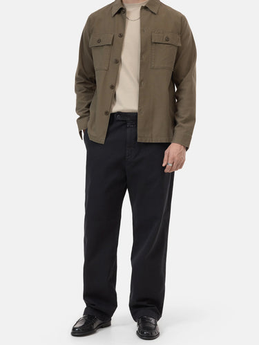 CLOSED-Pantaloni in Twill di Cotone a Vita Alta Nero-TRYME Shop
