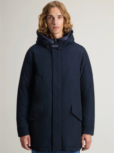 WOOLRICH-Giaccone Parka con Cappuccio e Collo Alto in Ramar Blu-TRYME Shop