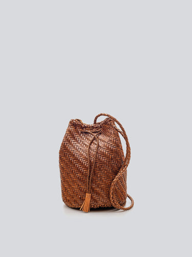 DRAGON DIFFUSION-Borsa a Secchiello Piccola PomPom Double Jump Marrone-TRYME Shop