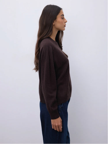 Maglia Girocollo Cropped Gaston in Cashmere Marrone