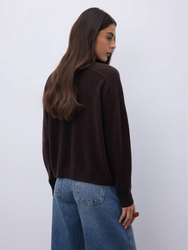 Maglia in Cshmere Lucien con Scollo a V Marrone
