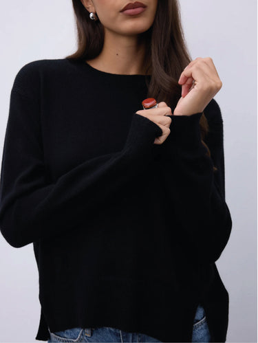 Maglia in Cashmere con Spacchi Priska Nero