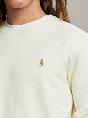 Rundhals-Sweatshirt aus Loopback-Baumwolle Creme