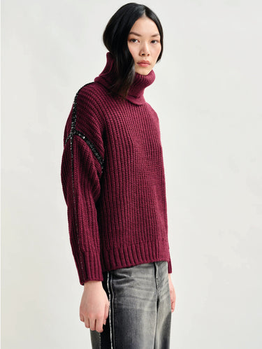 ESSENTIEL ANTWERP-Dolcevita con Strass in Vetro Borgogna-TRYME Shop