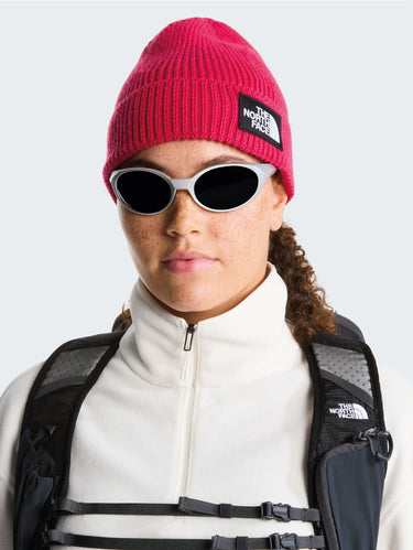 Pink Knit Beanie with Front Logo