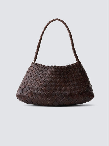 DRAGON DIFFUSION-Borsa Baguette in Pelle Intrecciata Rosanna Marrone Scuro-TRYME Shop