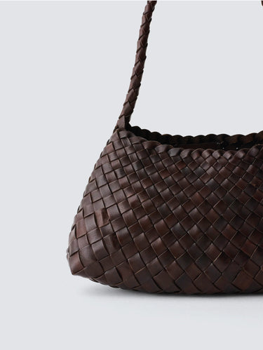 Borsa Baguette in Pelle Intrecciata Rosanna Marrone Scuro