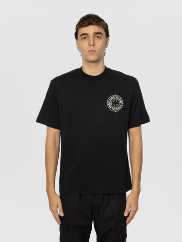 STONE ISLAND-T-shirt con Logo Compass sul Petto Nero-TRYME Shop