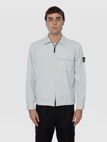 STONE ISLAND-Overshirt in Tela di Cotone Tinto in Capo Cielo-TRYME Shop