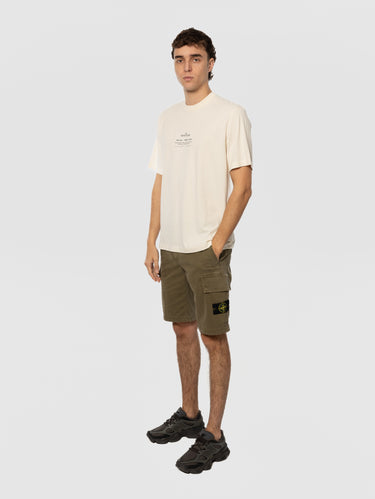 Stretch katoenen shorts met old-effect militair groen