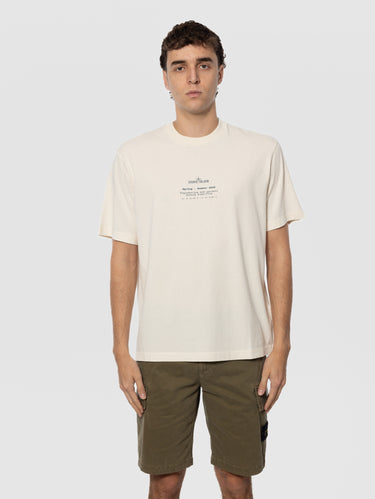 STONE ISLAND-T-shirt con Motivo Compass Posteriore Avorio-TRYME Shop