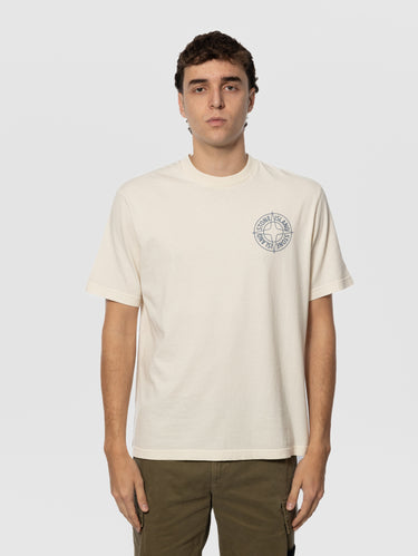 STONE ISLAND-T-shirt con Logo Compass sul Petto Avorio-TRYME Shop