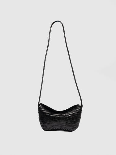 DRAGON DIFFUSION-Borsa a Tracolla in Pelle Intrecciata Corsina Nero-TRYME Shop