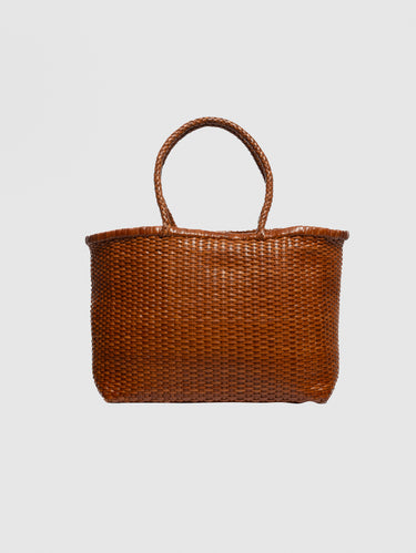 DRAGON DIFFUSION-Borsa a Cestino Squadrato Weave Big Marrone-TRYME Shop