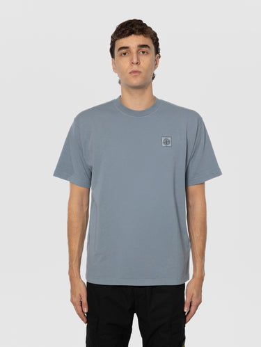 STONE ISLAND-T-shirt in Cotone con Logo sul Petto Blu-TRYME Shop