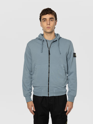 STONE ISLAND-Felpa con Cappuccio Tinta in Capo Blu-TRYME Shop