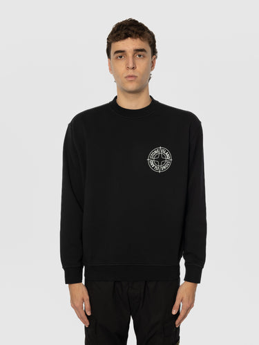 STONE ISLAND-Felpa Girocollo con Logo Compass Nero-TRYME Shop
