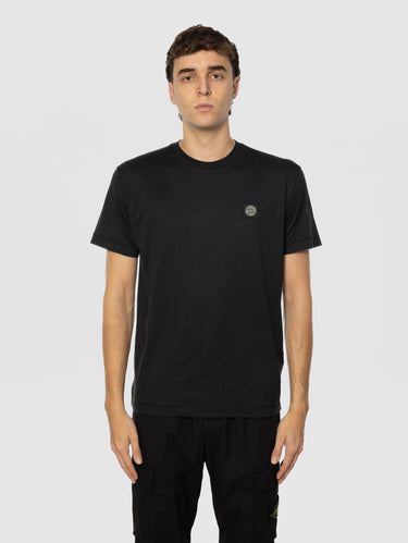 STONE ISLAND-T-shirt con Patch Logo Compass sul Petto Nero-TRYME Shop