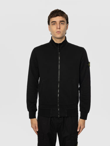 STONE ISLAND-Felpa Full zip in Cotone Biologica Tinta in Capo Nero-TRYME Shop