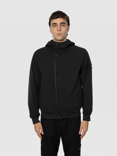 STONE ISLAND-Giacca con Cappuccio in Materliale Tecnico Nero-TRYME Shop