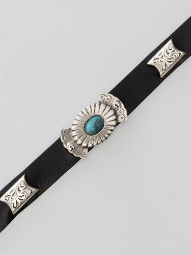 Cintura in Pelle con Borchie Nero