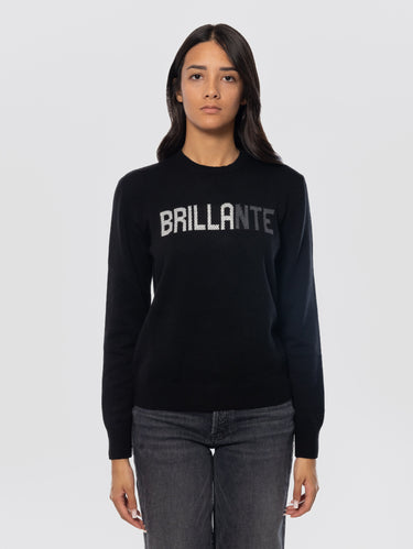 MC2 SAINT BARTH-Maglione Girocollo Brillante con Strass Nero-TRYME Shop