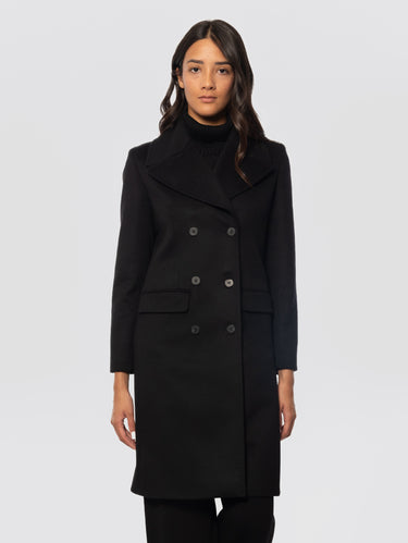 BRERAS MILANO-Cappotto Doppio Petto in Beaver di Lana Nero-TRYME Shop