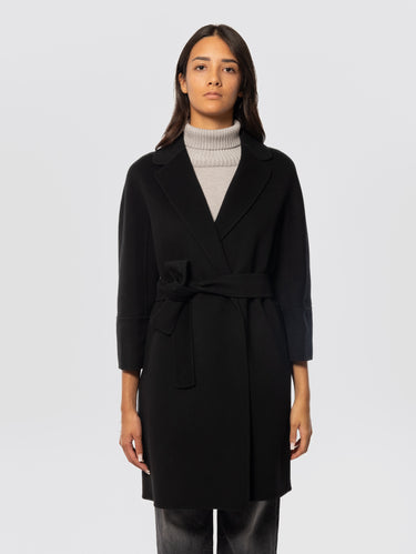 MAX MARA-Cappotto Cucito a Mano in Doppio di Lana Arona Nero-TRYME Shop