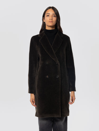 MAX MARA-Cappotto Doppiopetto in Alpaca e Lana Roseto Verde Boreale-TRYME Shop