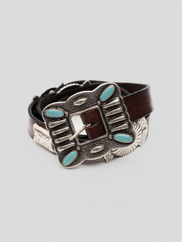 ALBERTO LUTI-Cintura in Pelle con Borchie Testa di Moro-TRYME Shop